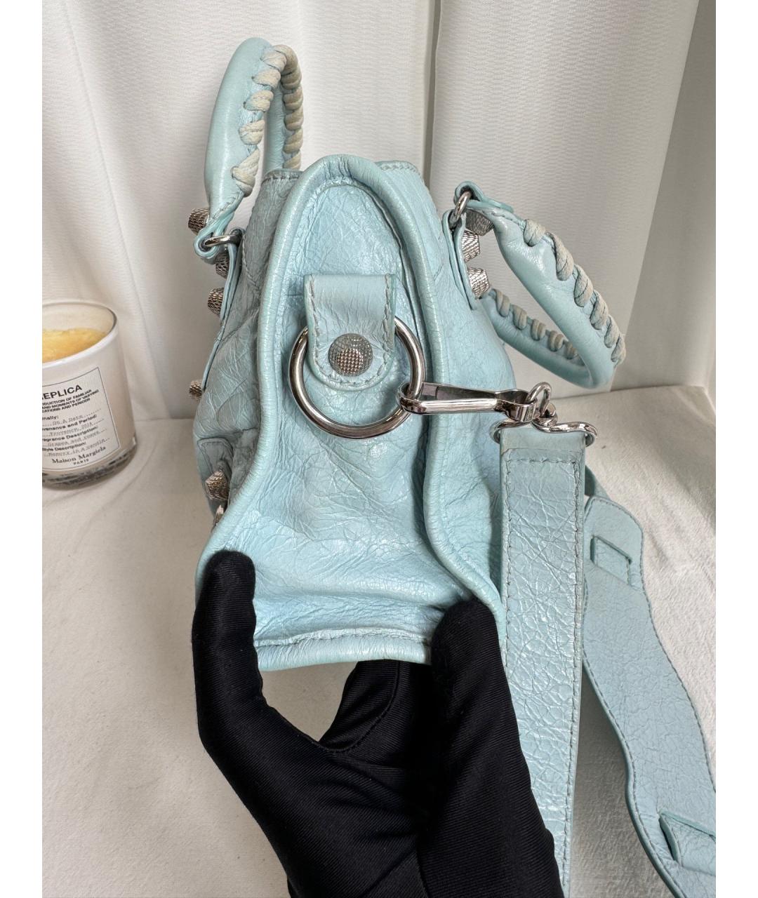 BALENCIAGA Голубая кожаная сумка через плечо, фото 6