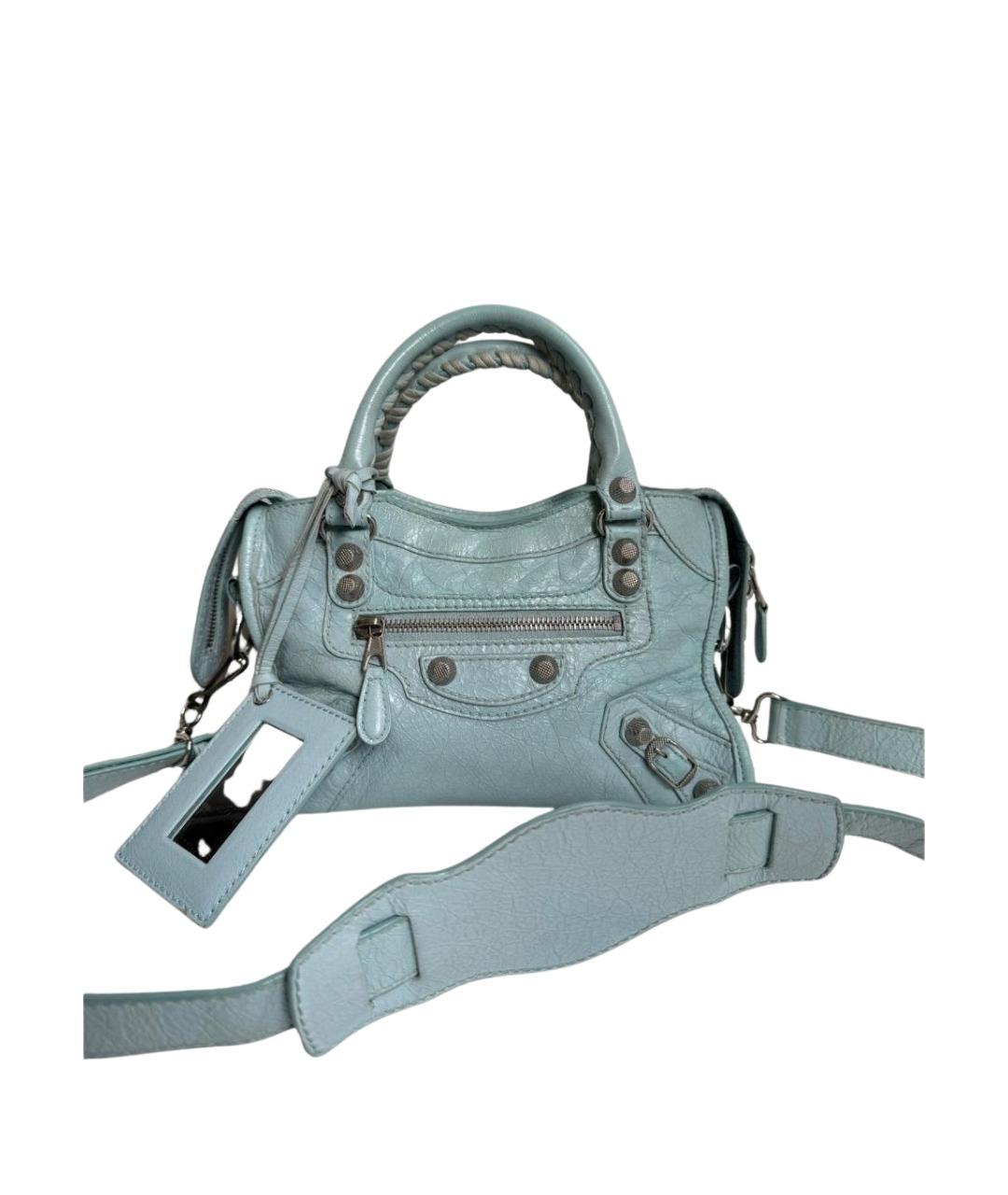 BALENCIAGA Голубая кожаная сумка через плечо, фото 1