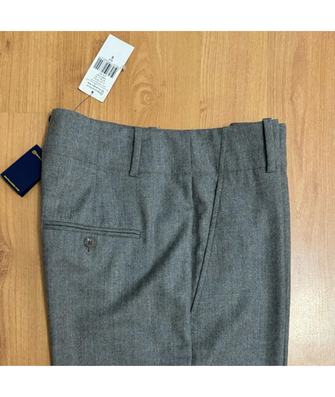 POLO RALPH LAUREN Серые шерстяные прямые брюки, фото 3