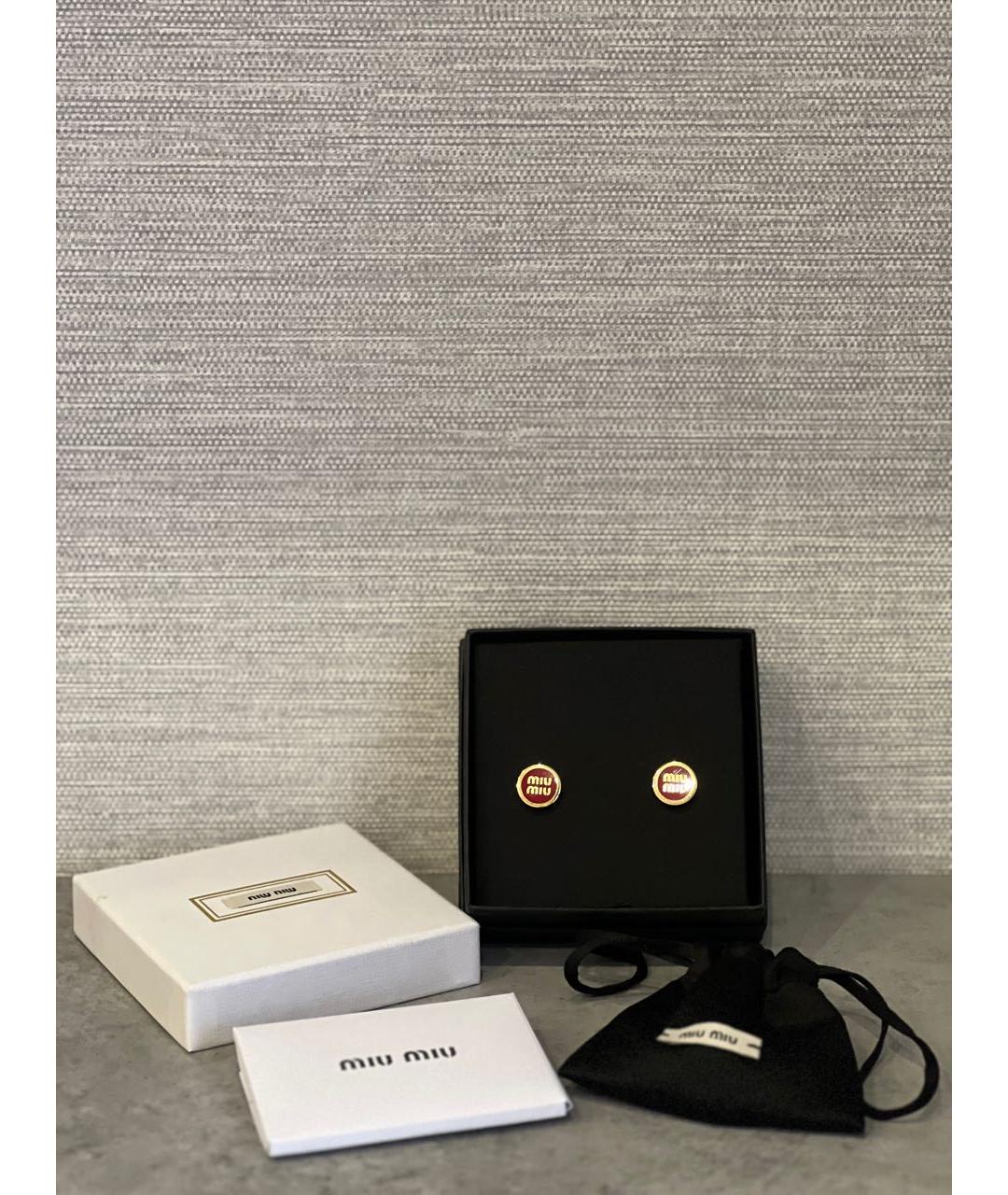 MIU MIU Красные металлические серьги, фото 2