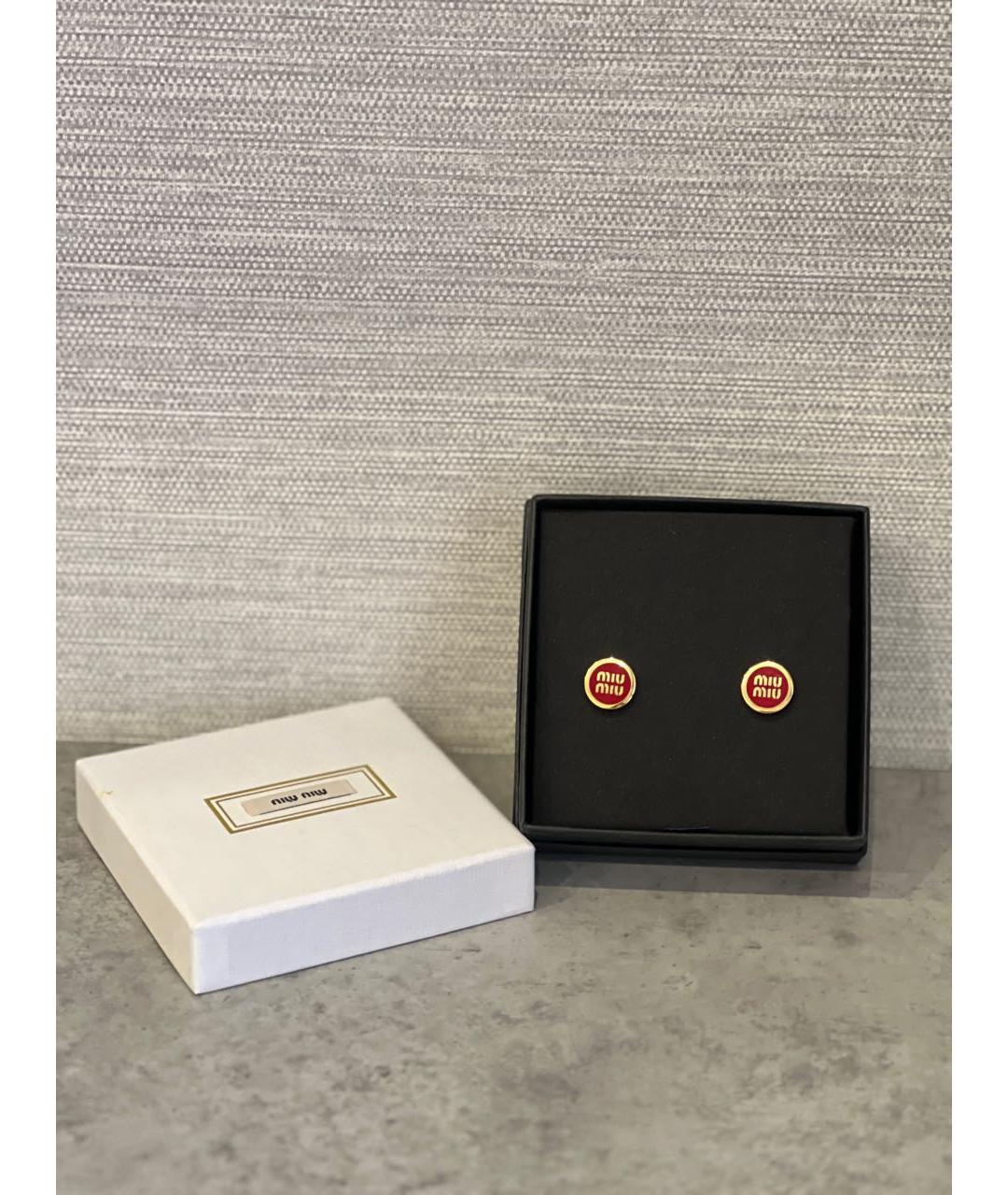 MIU MIU Красные металлические серьги, фото 3