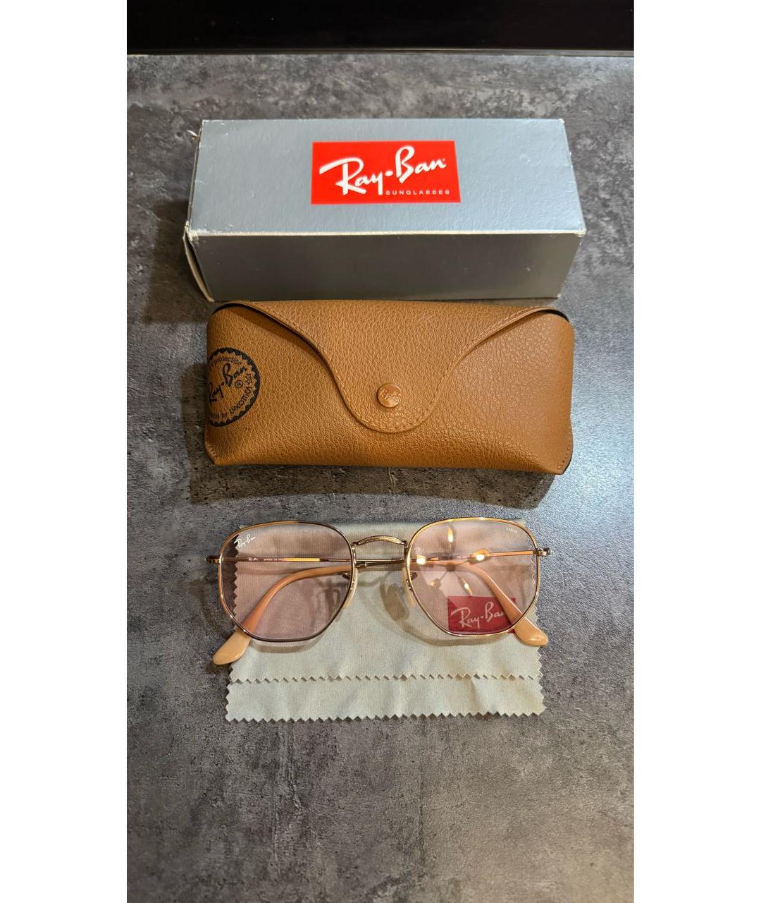 RAY BAN Розовые металлические солнцезащитные очки, фото 9