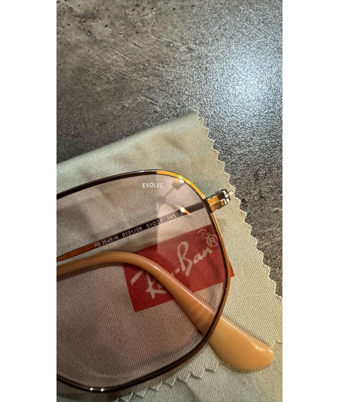 RAY BAN Розовые металлические солнцезащитные очки, фото 4