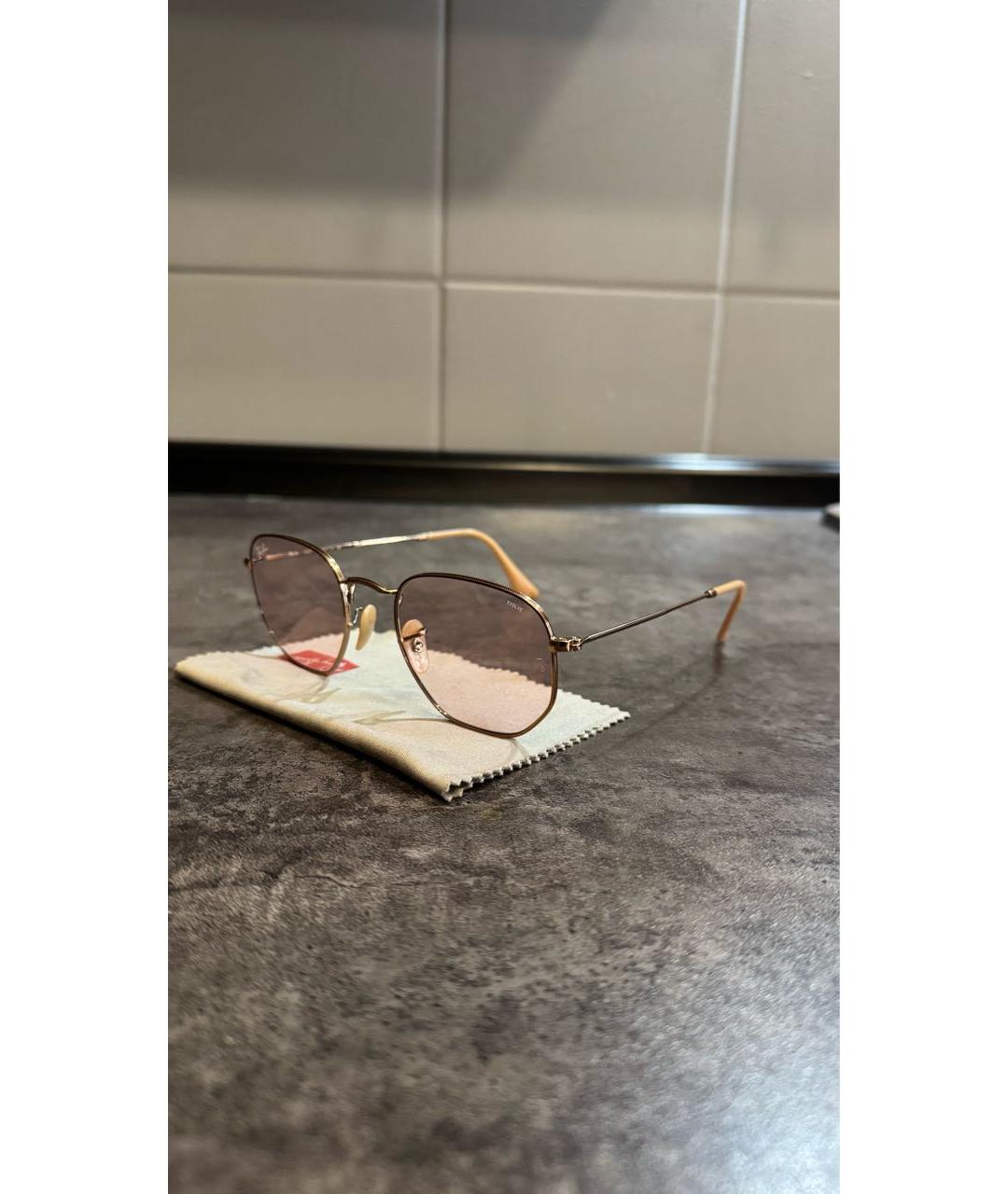 RAY BAN Розовые металлические солнцезащитные очки, фото 2