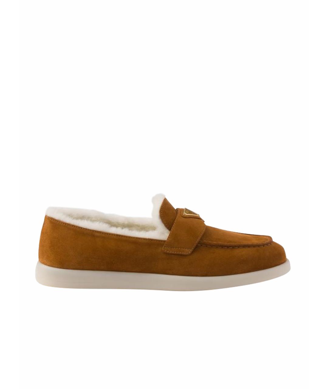 PRADA Коричневые кожаные лоферы, фото 1