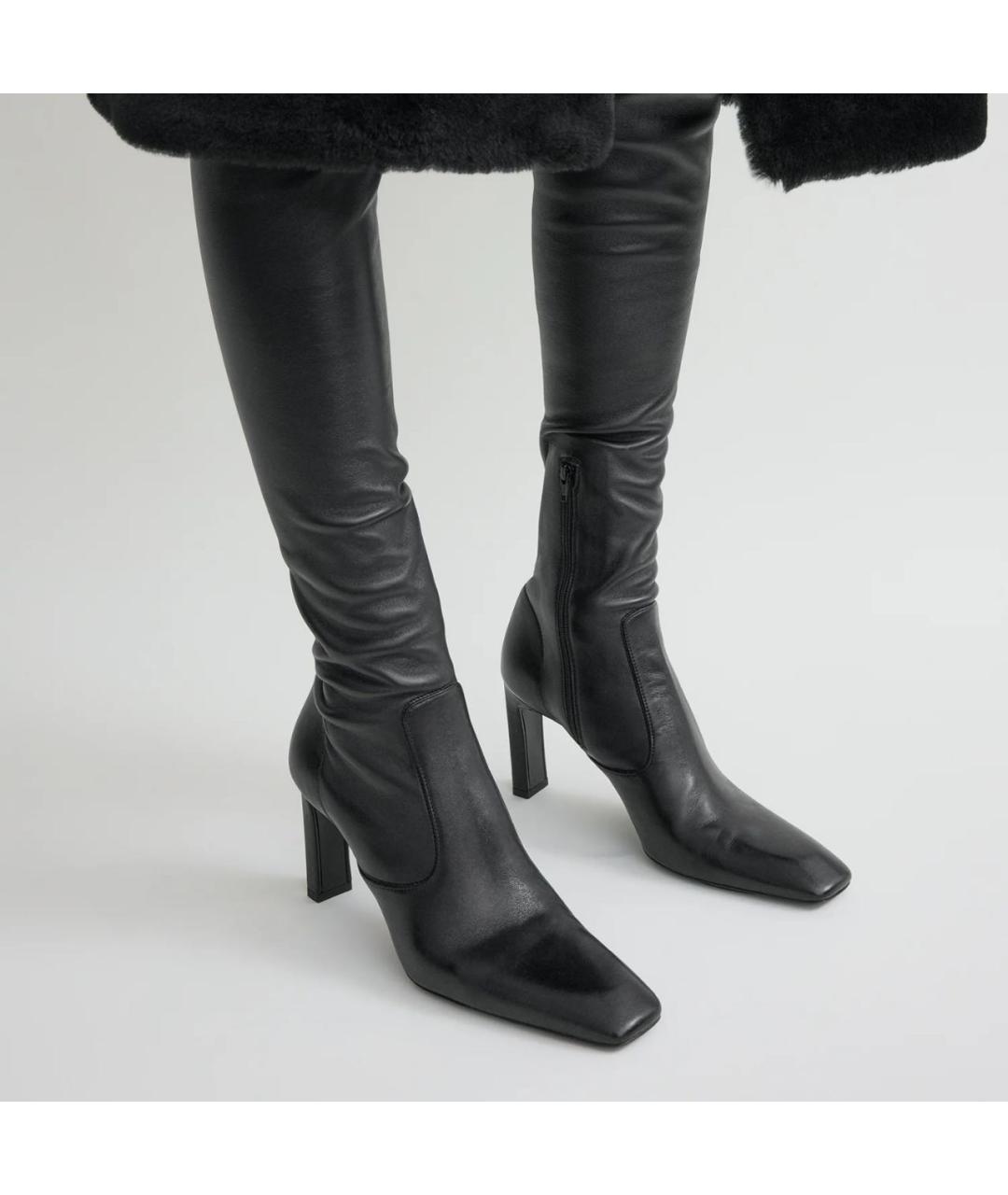 TOTEME Черные кожаные ботфорты, фото 3
