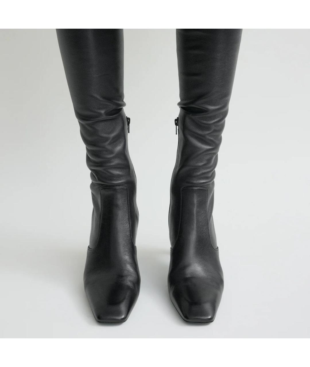 TOTEME Черные кожаные ботфорты, фото 2