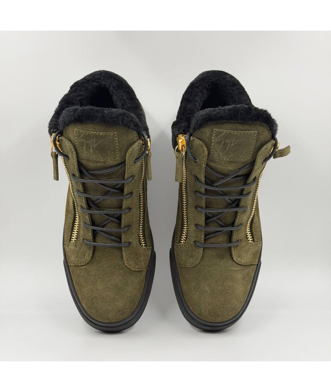 GIUSEPPE ZANOTTI DESIGN Хаки замшевые высокие кроссовки / кеды, фото 2