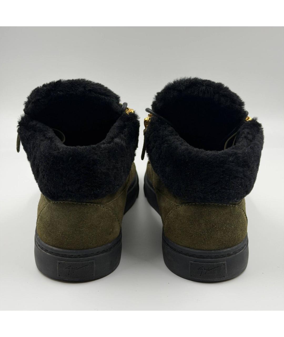 GIUSEPPE ZANOTTI DESIGN Хаки замшевые высокие кроссовки / кеды, фото 5