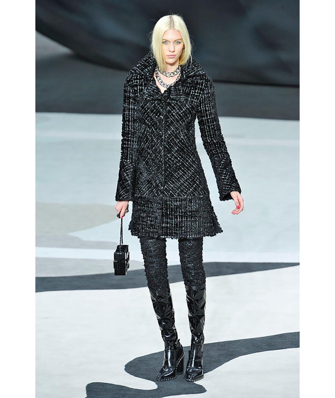 CHANEL Черное твидовое пальто, фото 2