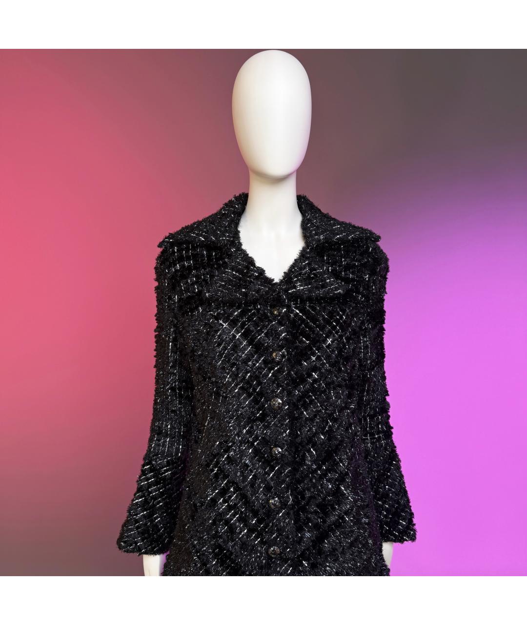CHANEL Черное твидовое пальто, фото 3