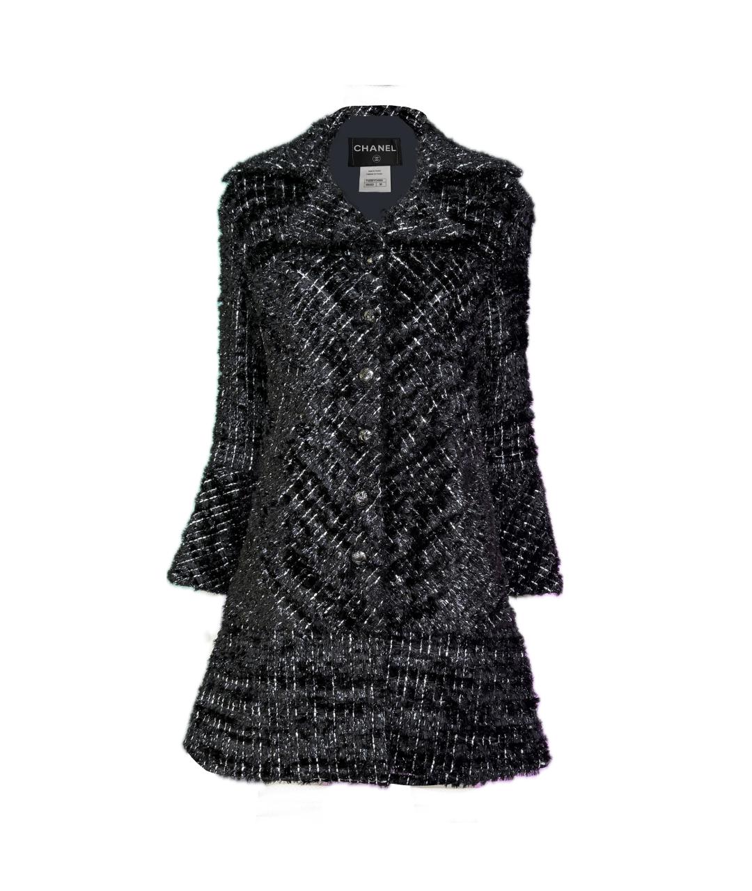 CHANEL Черное твидовое пальто, фото 1