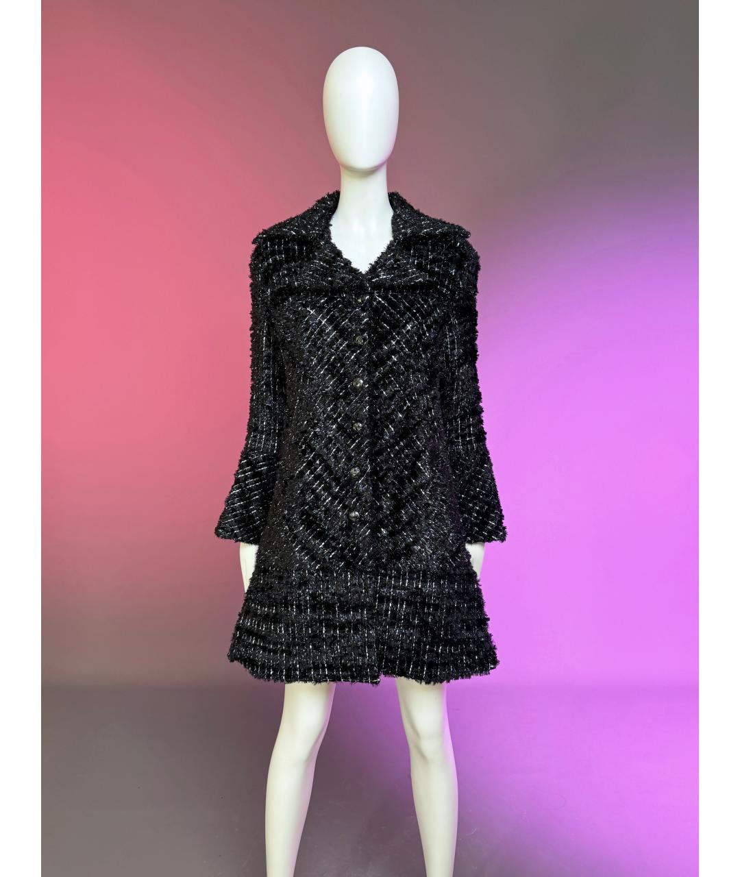 CHANEL Черное твидовое пальто, фото 4