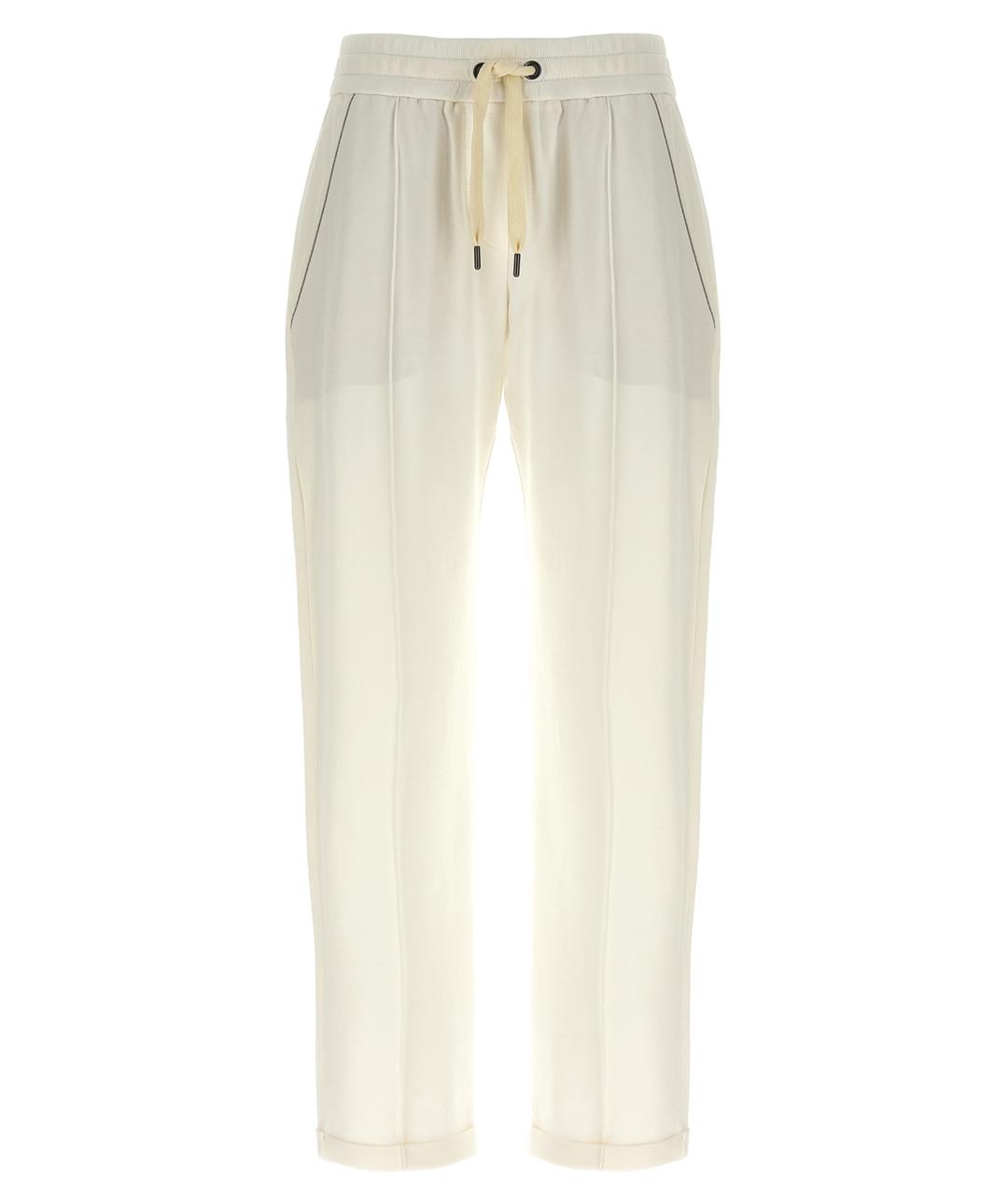 BRUNELLO CUCINELLI Белые хлопковые прямые брюки, фото 1