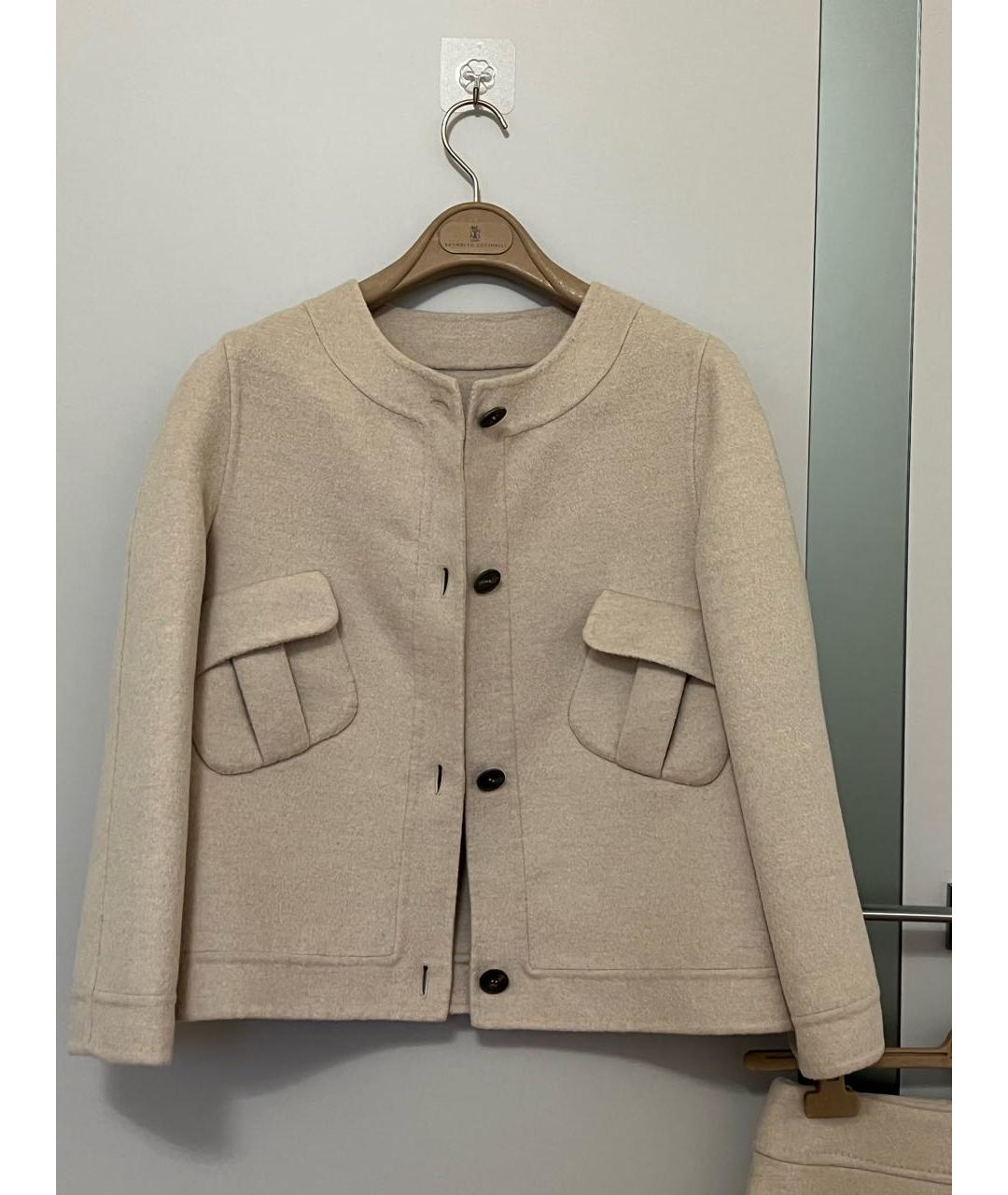 KITON Бежевый шерстяной жакет/пиджак, фото 5