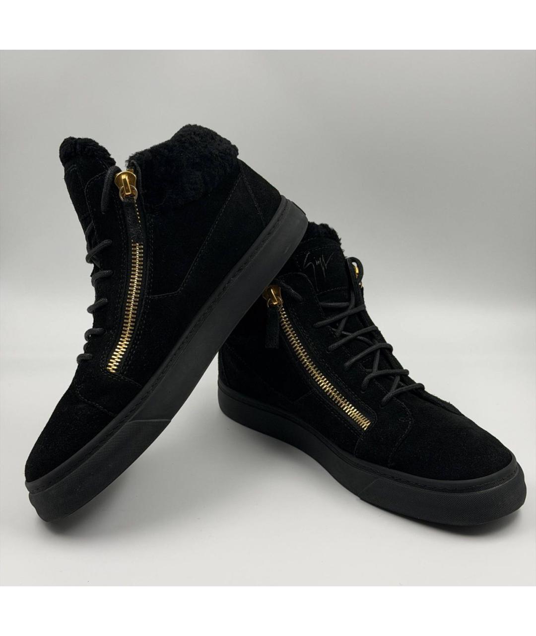 GIUSEPPE ZANOTTI DESIGN Черные замшевые высокие кроссовки / кеды, фото 4