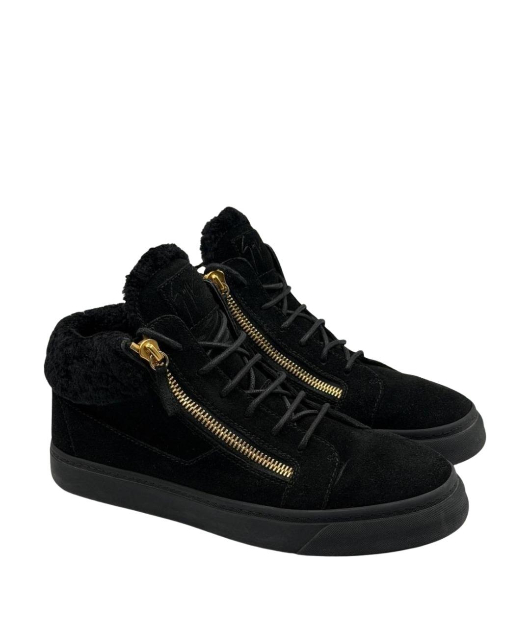 GIUSEPPE ZANOTTI DESIGN Черные замшевые высокие кроссовки / кеды, фото 1