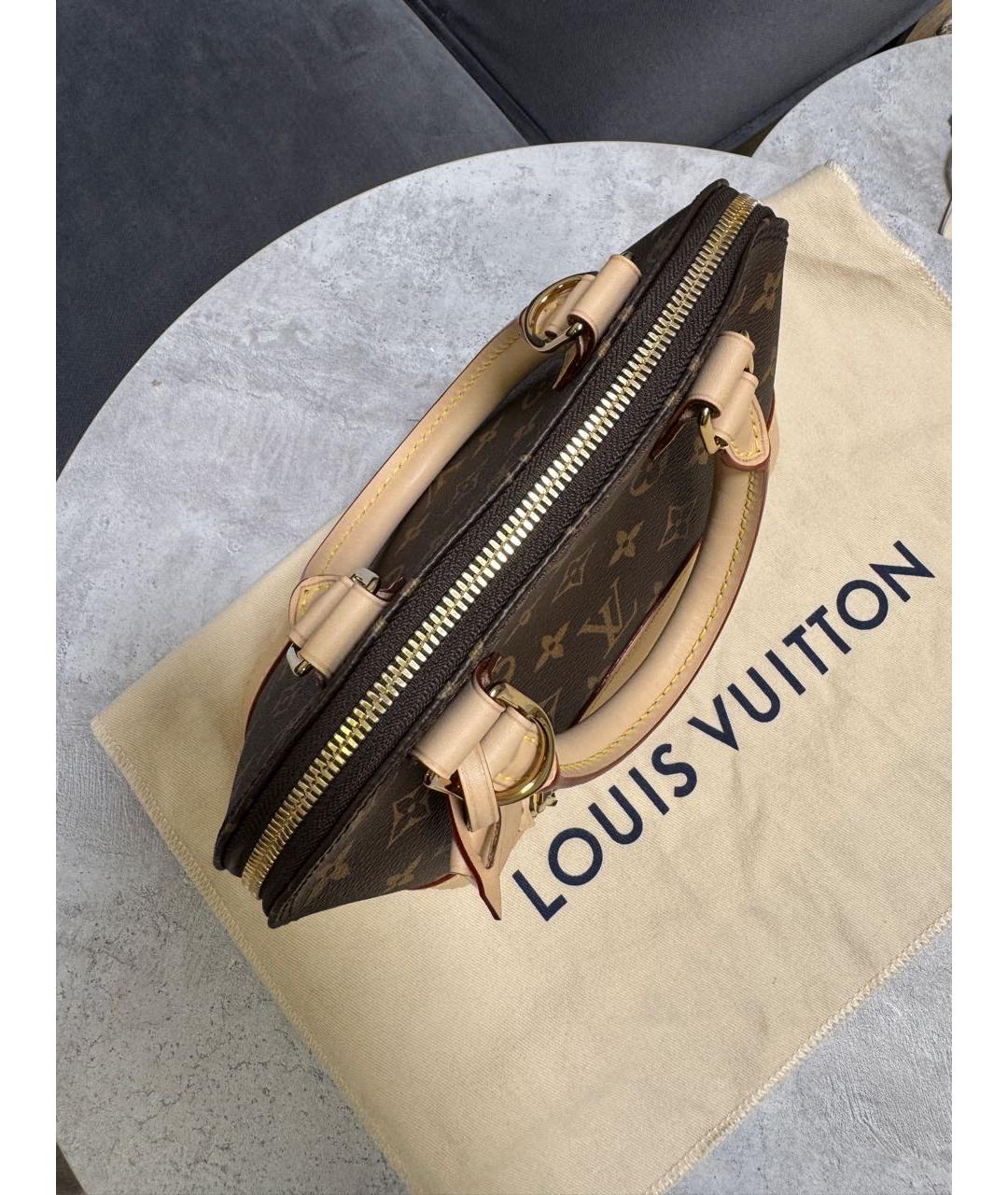 LOUIS VUITTON Коричневая кожаная сумка с короткими ручками, фото 5