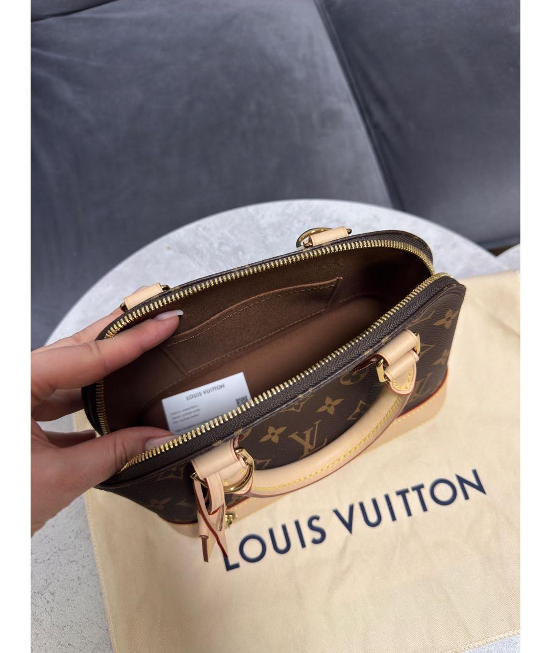 LOUIS VUITTON Коричневая кожаная сумка с короткими ручками, фото 4