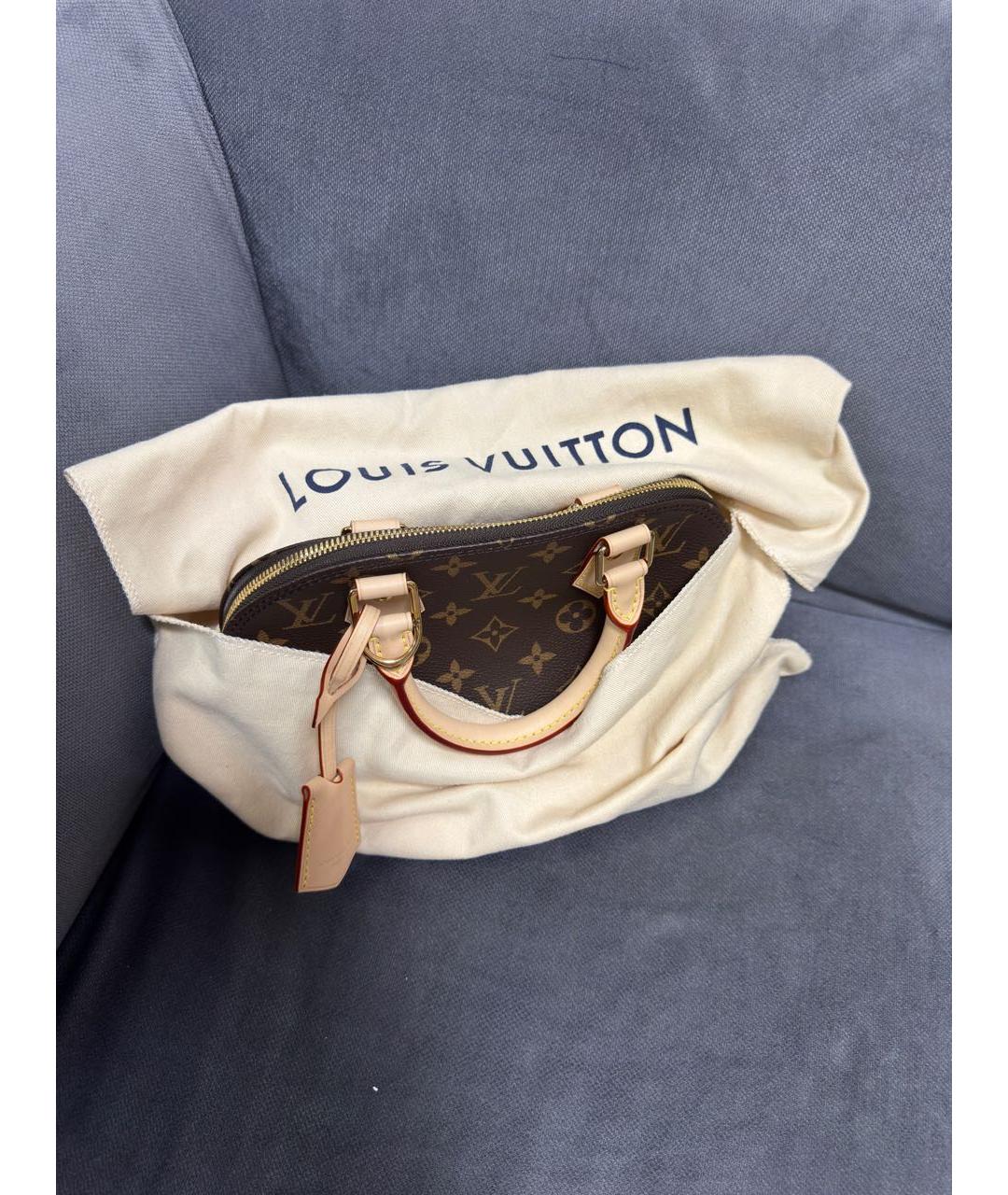 LOUIS VUITTON Коричневая кожаная сумка с короткими ручками, фото 7