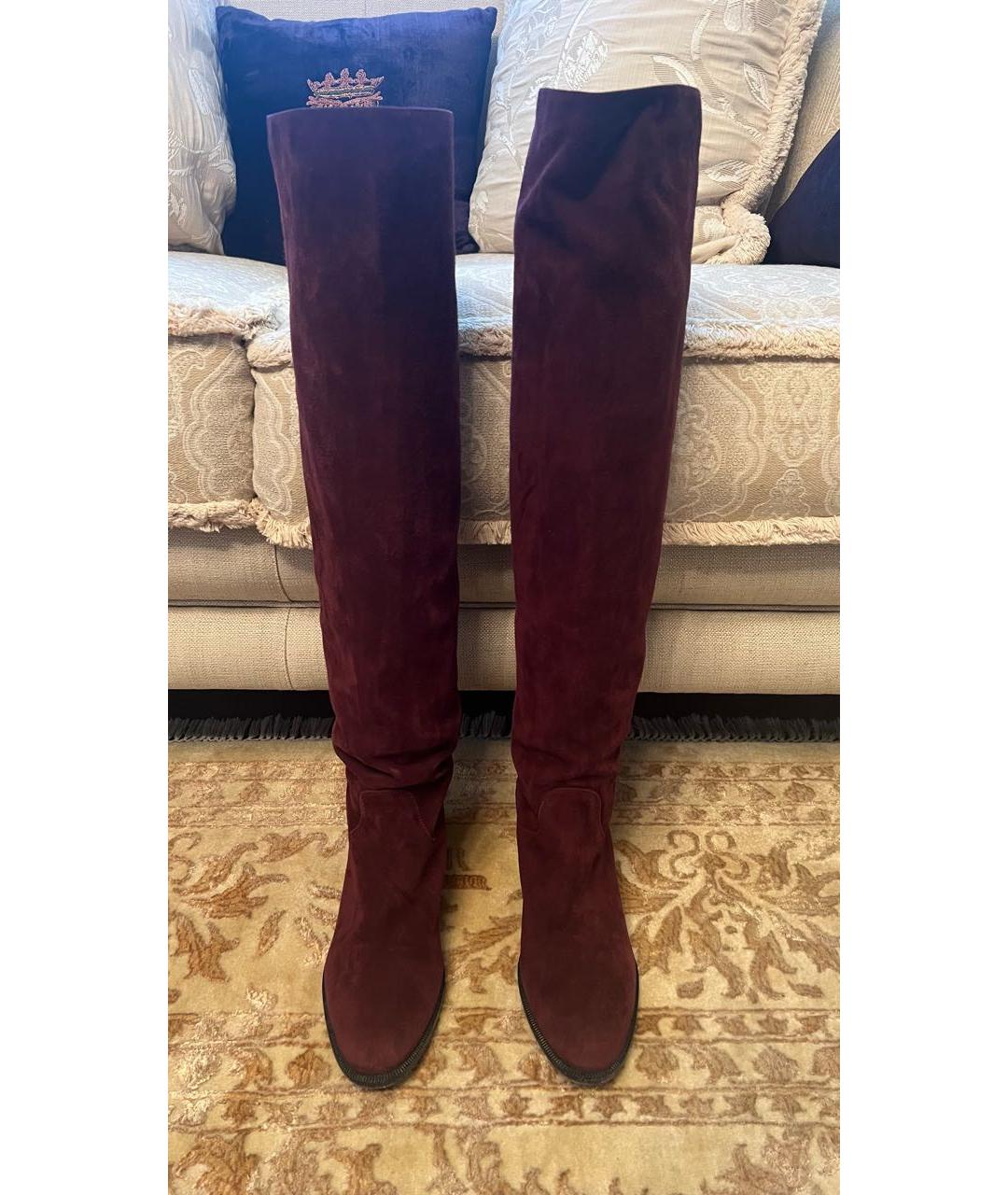 CHRISTIAN DIOR Бордовые замшевые сапоги, фото 2