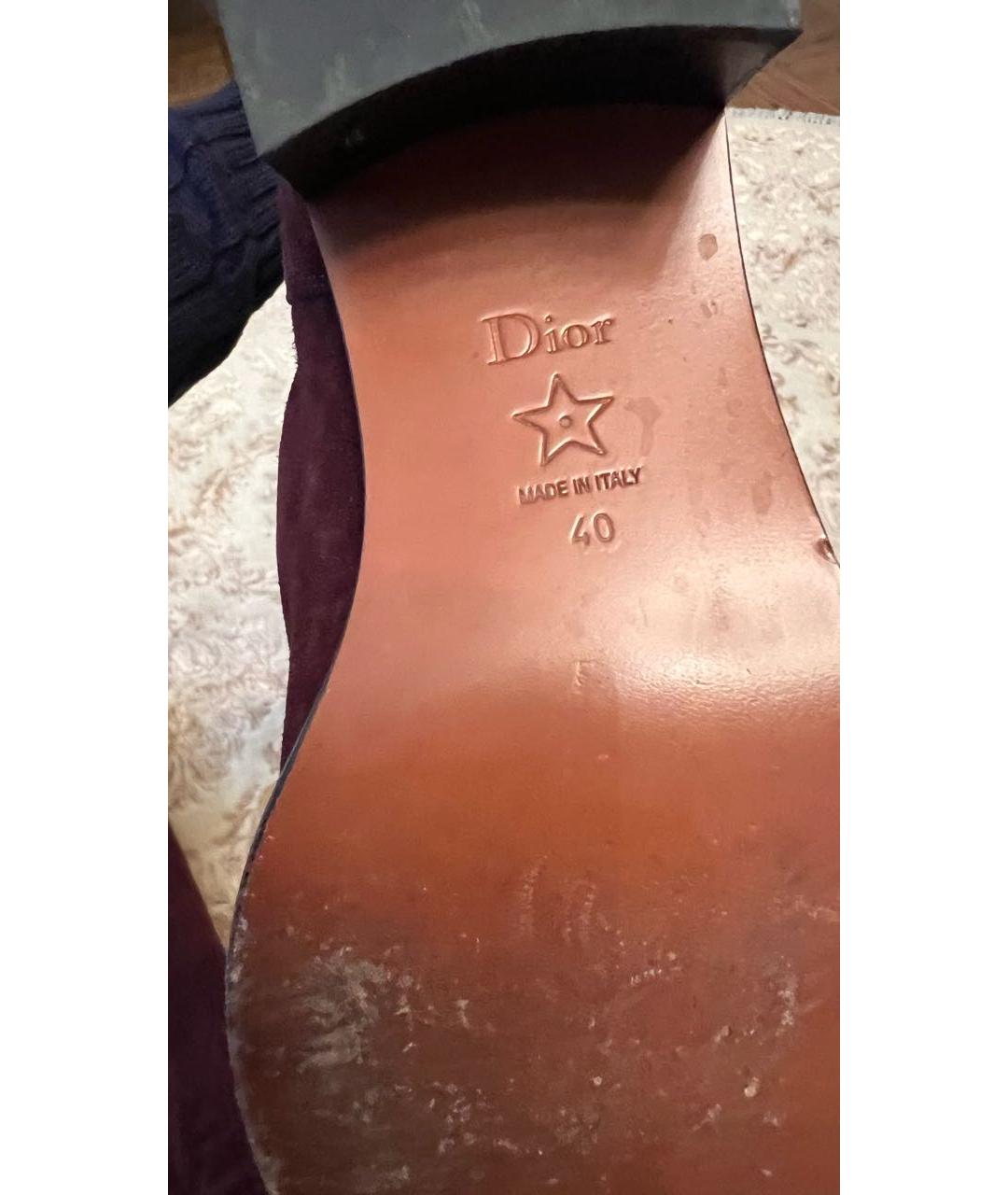 CHRISTIAN DIOR Бордовые замшевые сапоги, фото 7