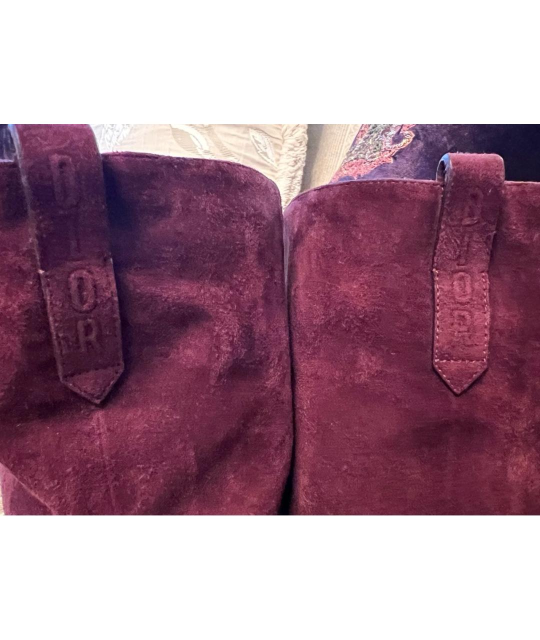 CHRISTIAN DIOR Бордовые замшевые сапоги, фото 8