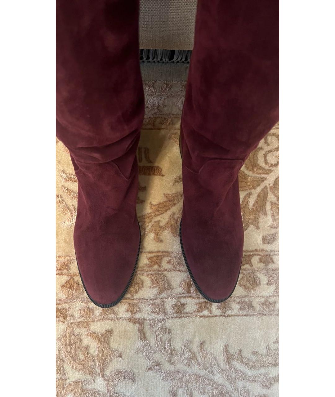 CHRISTIAN DIOR Бордовые замшевые сапоги, фото 3