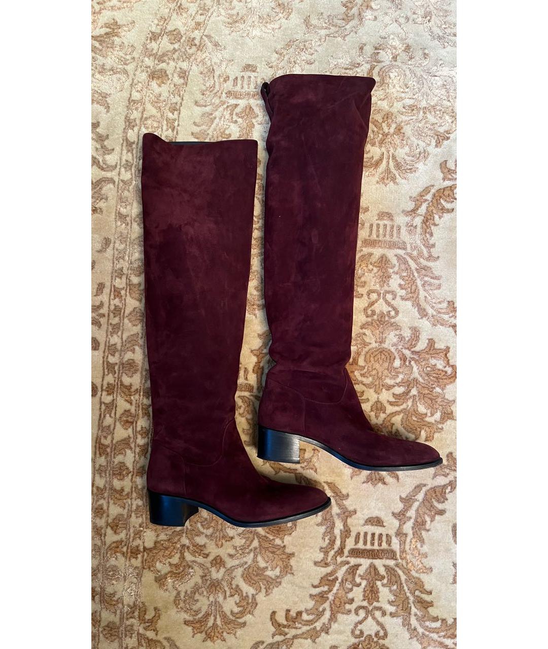 CHRISTIAN DIOR Бордовые замшевые сапоги, фото 9