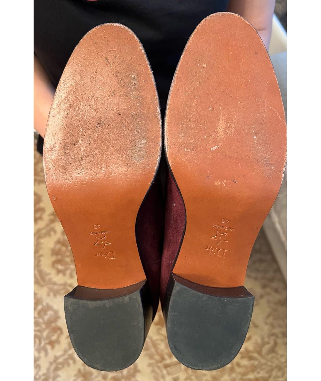 CHRISTIAN DIOR Бордовые замшевые сапоги, фото 5