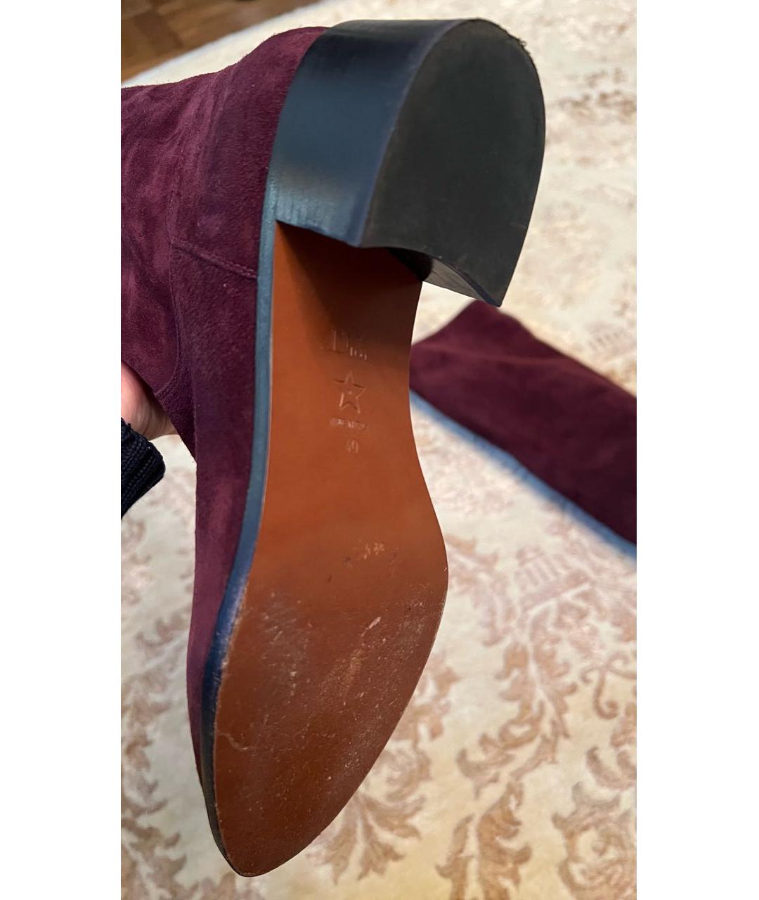 CHRISTIAN DIOR Бордовые замшевые сапоги, фото 6