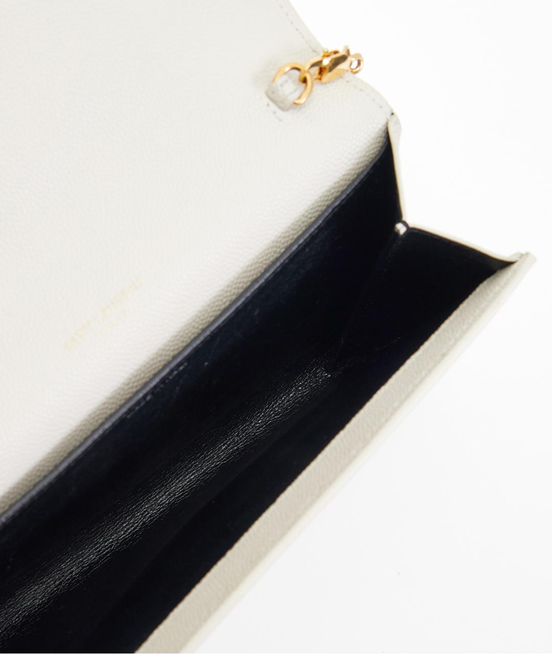 SAINT LAURENT Белая кожаная сумка через плечо, фото 5