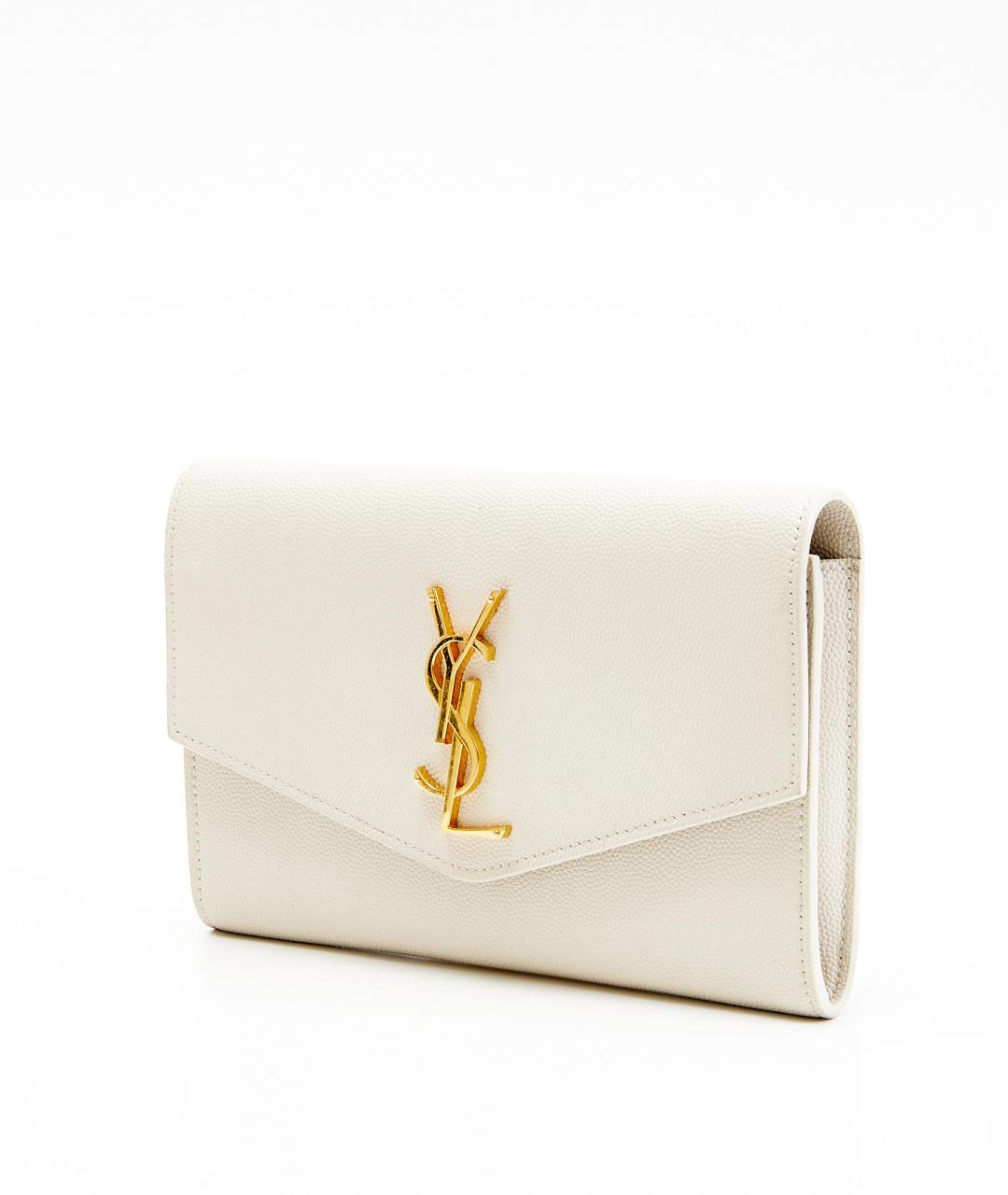 SAINT LAURENT Белая кожаная сумка через плечо, фото 2