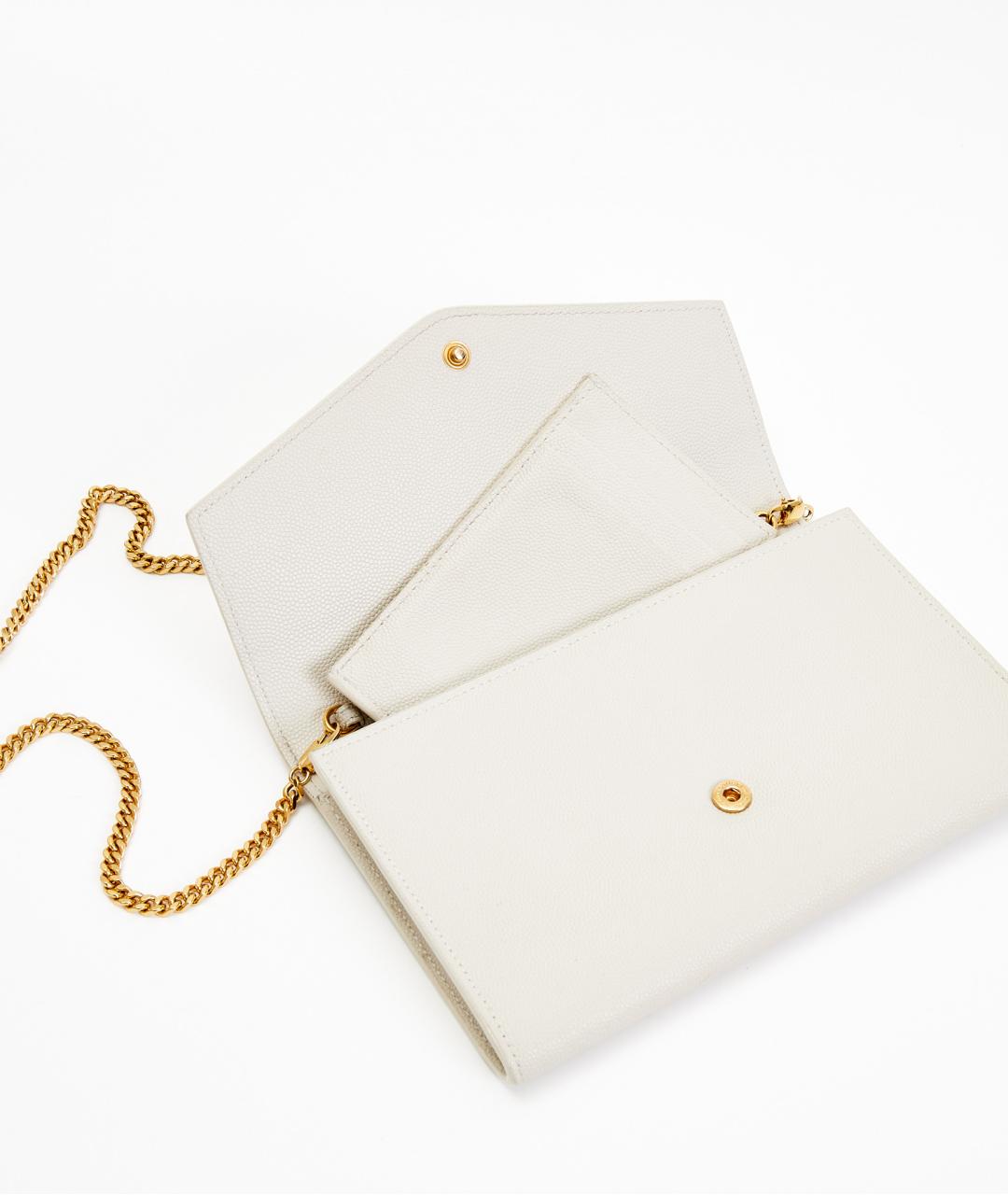 SAINT LAURENT Белая кожаная сумка через плечо, фото 4