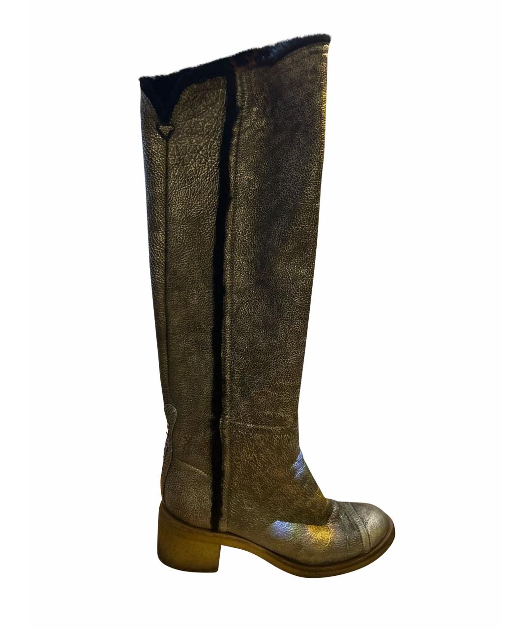 CHANEL Золотые кожаные сапоги, фото 1