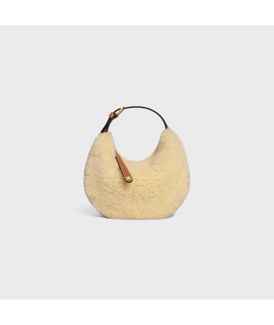 CELINE Бежевая шерстяная сумка с короткими ручками, фото 6