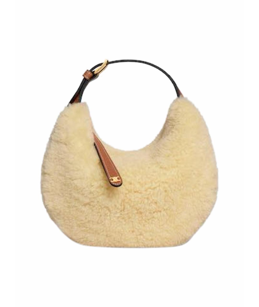 CELINE Бежевая шерстяная сумка с короткими ручками, фото 1