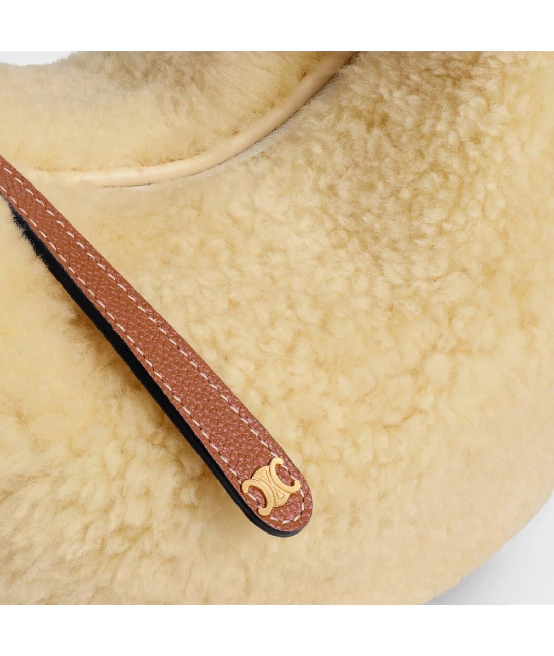 CELINE Бежевая шерстяная сумка с короткими ручками, фото 5