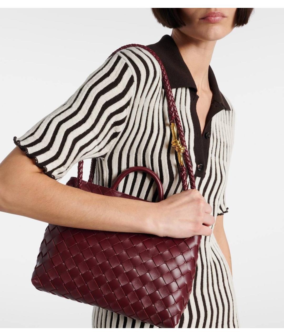 BOTTEGA VENETA Бордовая кожаная сумка через плечо, фото 2