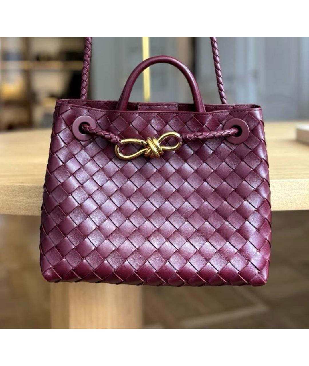 BOTTEGA VENETA Бордовая кожаная сумка через плечо, фото 4