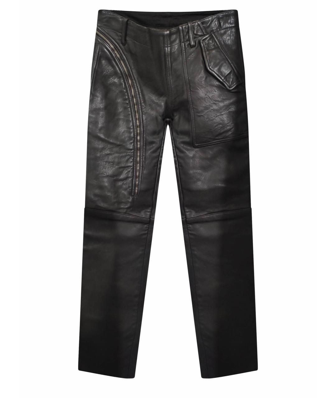 RICK OWENS Серые кожаные брюки чинос, фото 1