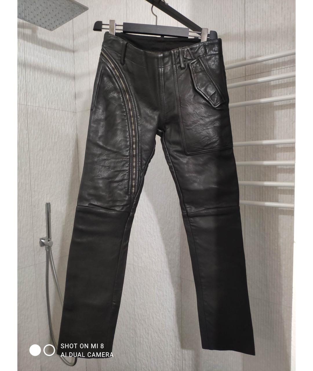 RICK OWENS Серые кожаные брюки чинос, фото 10