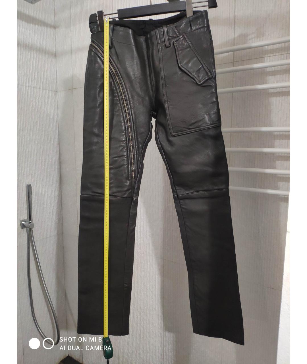 RICK OWENS Серые кожаные брюки чинос, фото 3