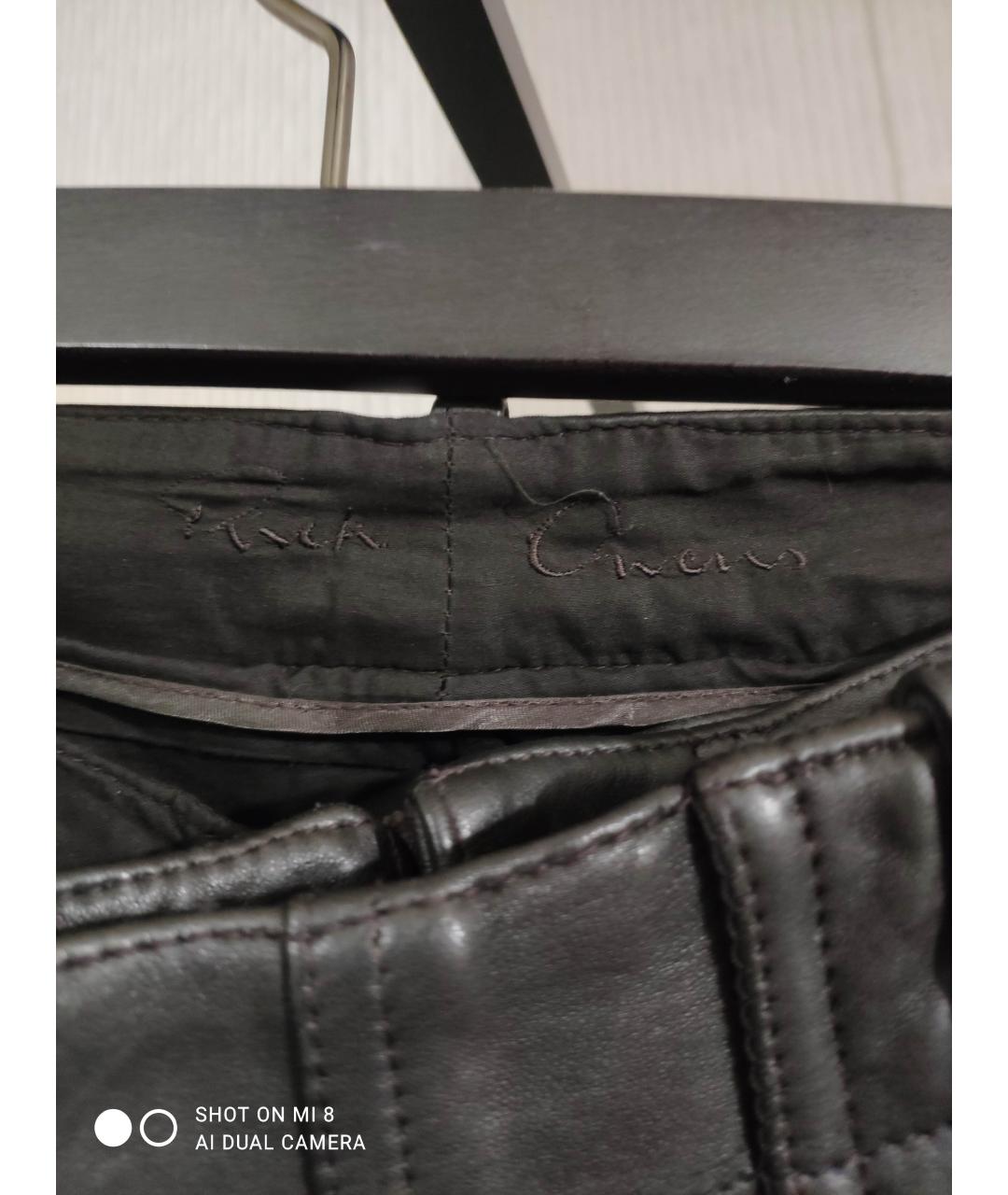 RICK OWENS Серые кожаные брюки чинос, фото 5