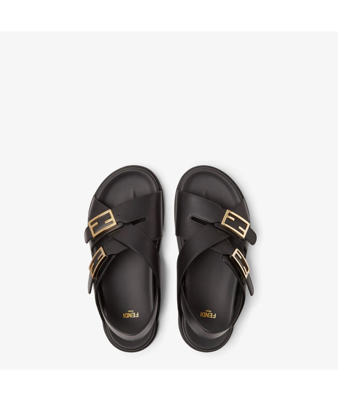 FENDI Черные кожаные сандалии, фото 4