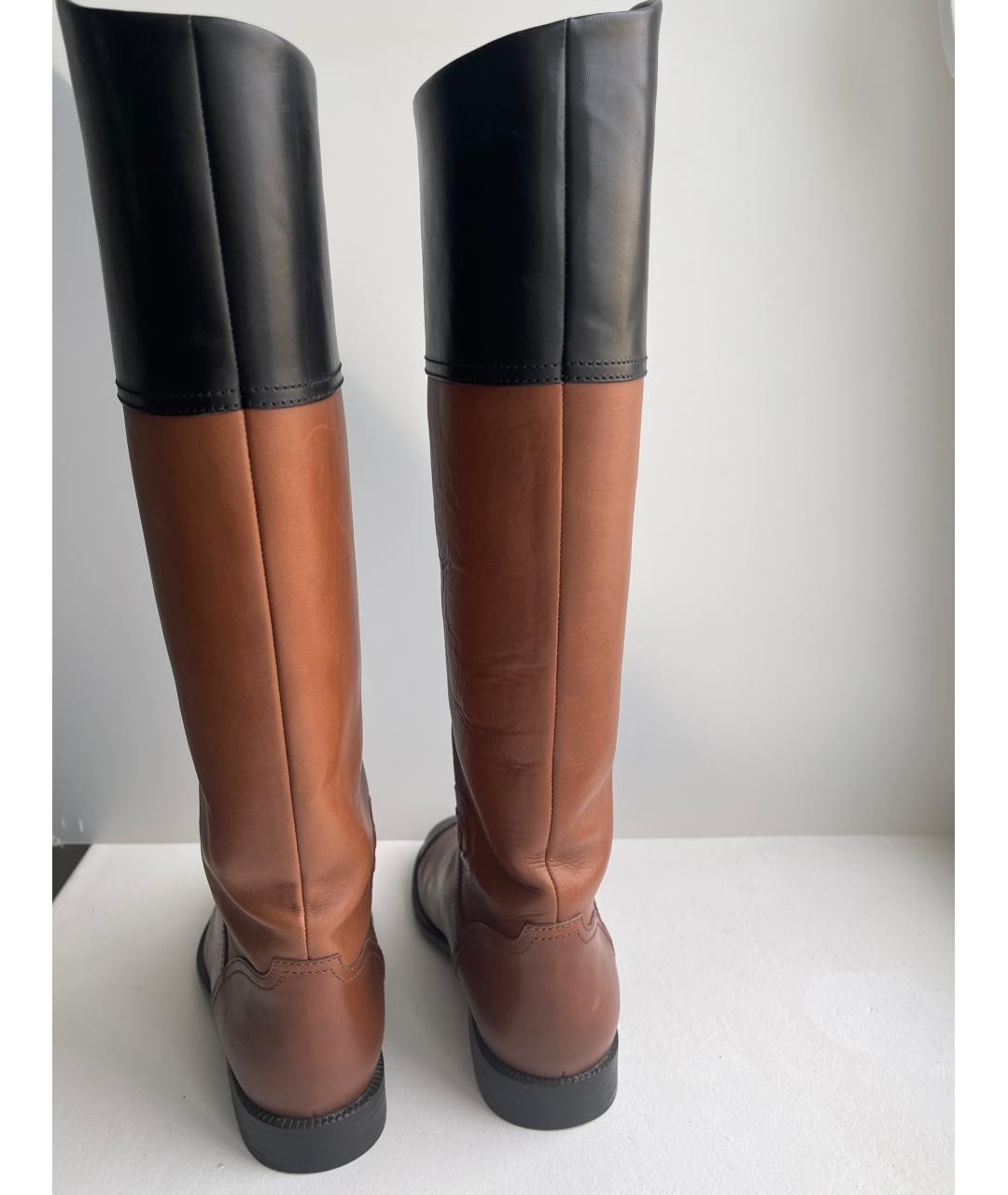 CHANEL Коричневые кожаные сапоги, фото 5