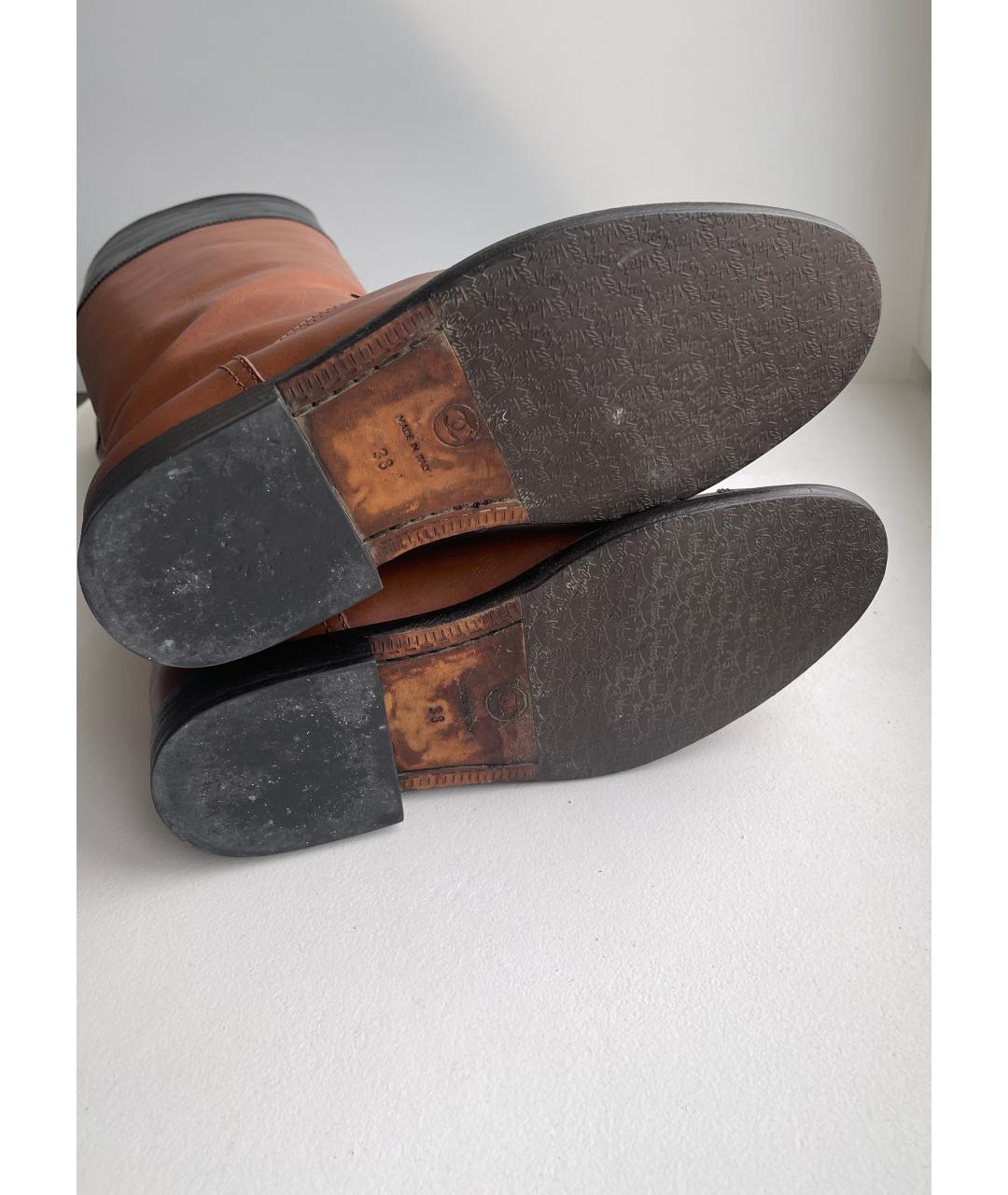 CHANEL Коричневые кожаные сапоги, фото 7