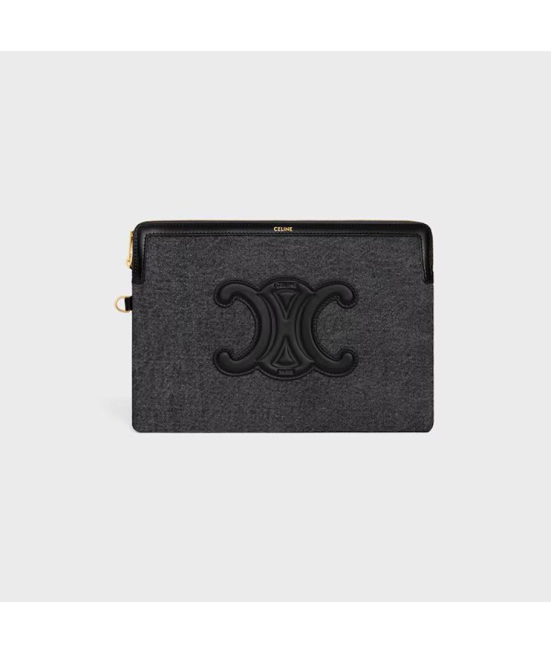 CELINE Серая кожаная косметичка, фото 3