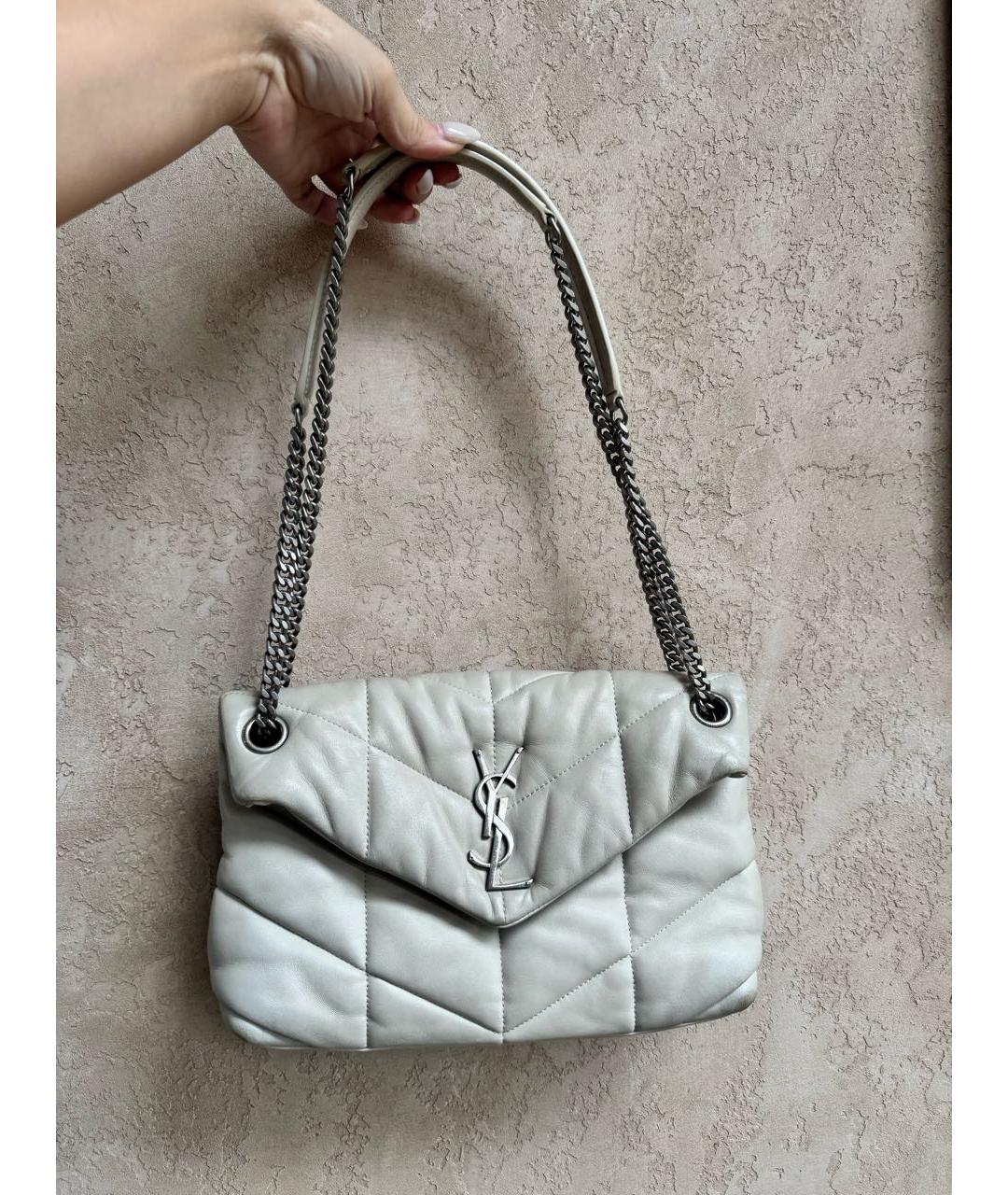 SAINT LAURENT Серебряная кожаная сумка через плечо, фото 7