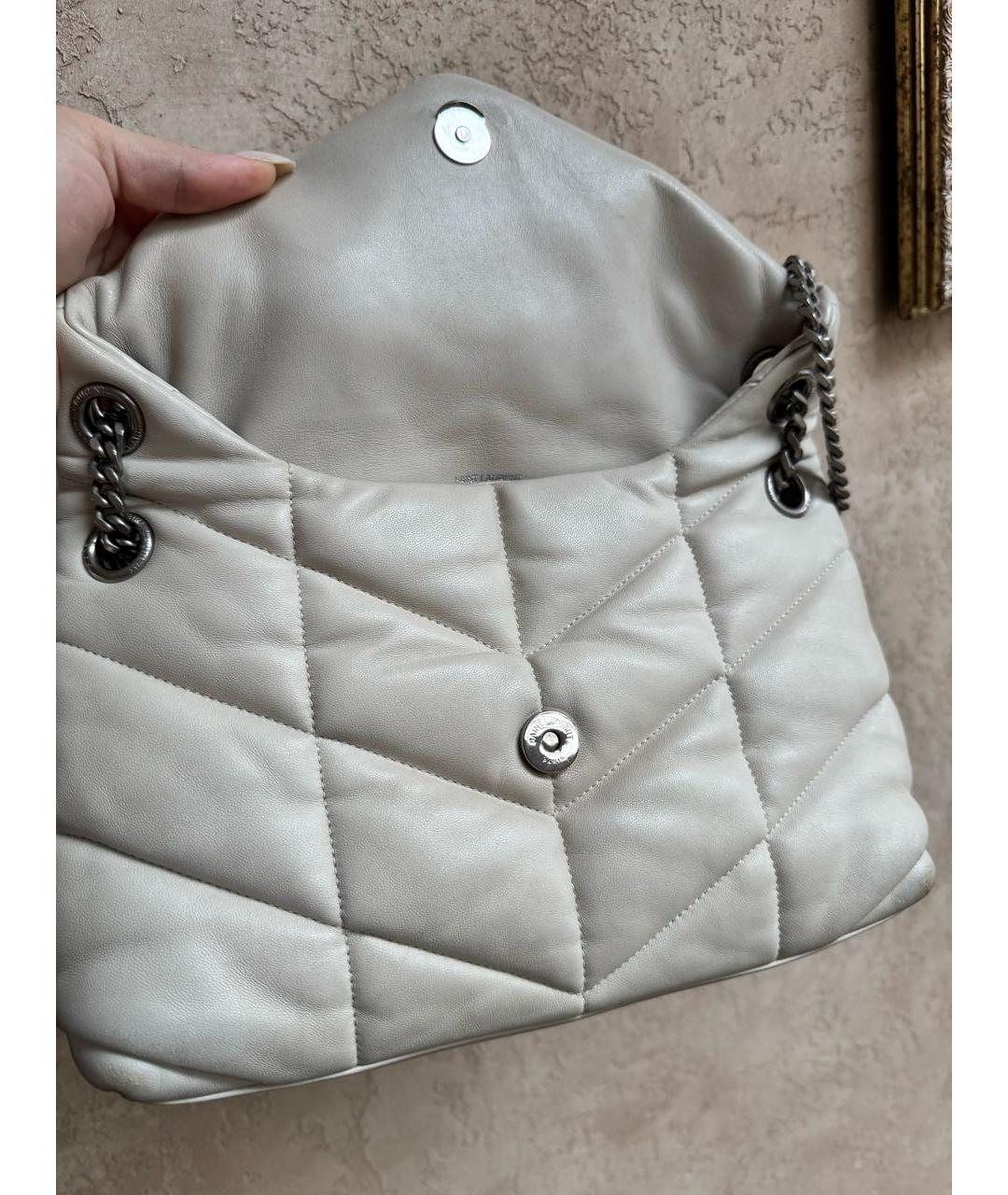 SAINT LAURENT Серебряная кожаная сумка через плечо, фото 3